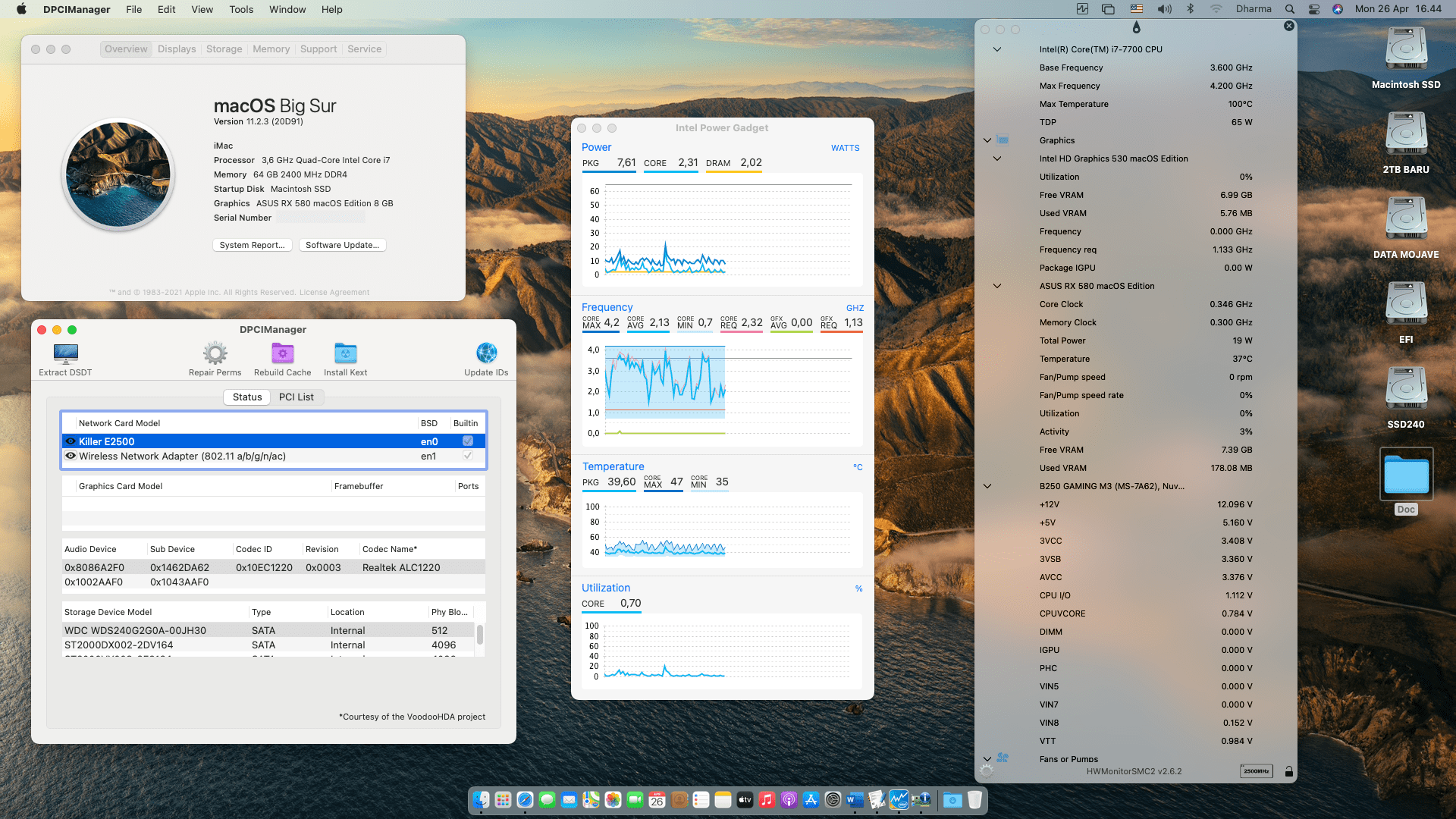 Success Hackintosh macOS Big Sur 11.2.3 Build 20D91 in MSI B250M Gaming M3 + Intel Core i7 7700 + Asus RX 580